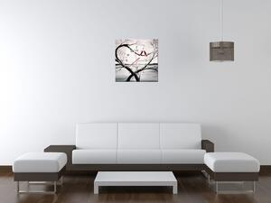 Obraz s hodinami Ptačí láska Rozměry: 100 x 40 cm