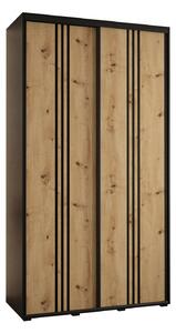 Šatní skříň YVONA 6 - 130/45 cm, černá / dub artisan / černá
