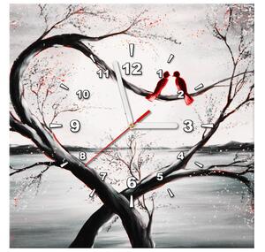 Obraz s hodinami Ptačí láska Rozměry: 40 x 40 cm