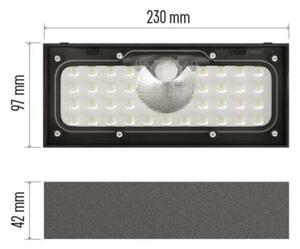 LED Solární reflektor se senzorem pohybu LED/3,7V 3000mAh 4000K IP65 černá