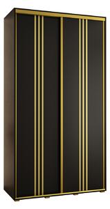 Šatní skříň YVONA 6 - 130/45 cm, černá / zlatá