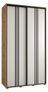 Šatní skříň YVONA 6 - 130/45 cm, dub artisan / bílá / černá