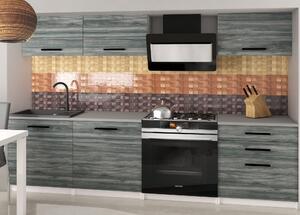 Kuchyňská linka Belini 180 cm šedý antracit Glamour Wood s pracovní deskou Laurentino2 Výrobce