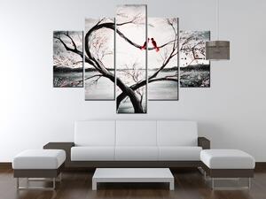 Obraz s hodinami Ptačí láska - 5 dílný Rozměry: 150 x 70 cm