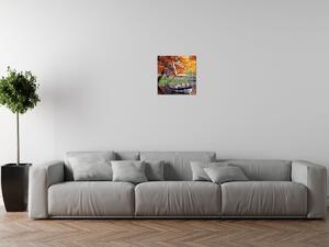 Obraz s hodinami Romantické místo u jezera Rozměry: 30 x 30 cm