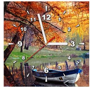 Obraz s hodinami Romantické místo u jezera Rozměry: 30 x 30 cm