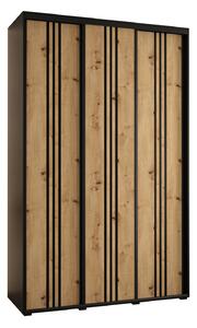 Šatní skříň YVONA 6 - 150/45 cm, černá / dub artisan / černá