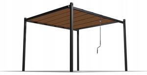 Zahradní pergola TURAN šedá / hnědá TUN4016 - 300x300x220 cm