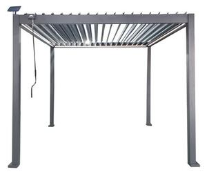 Zahradní pergola FREDE s LED osvětlením šedá GOL0555 - 300x300x250 cm