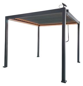 Zahradní pergola FREDE s LED osvětlením šedá GOL0555 - 300x300x250 cm