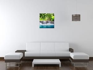 Obraz s hodinami Čirý vodopád v džungli Rozměry: 30 x 30 cm