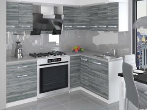 Kuchyňská linka Belini 300 cm šedý antracit Glamour Wood s pracovní deskou Armin3 Výrobce