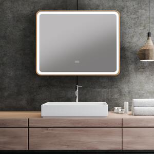 Smartzrcadla Koupelnové zrcadlo S-4658 s LED podsvícením 80 × 60 cm (zlatý rám)