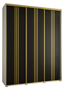 Šatní skříň YVONA 6 - 190/45 cm, bílá / černá / zlatá