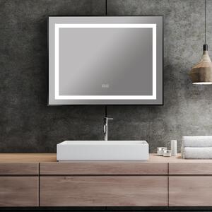 Smartzrcadla Koupelnové zrcadlo S-4660 s LED podsvícením 80 × 60 cm (černý rám)