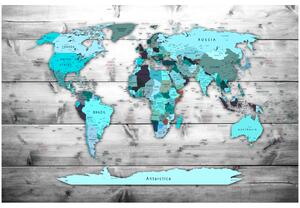 Korková nástěnná dekorační tabule Modré kontinenty [Korková mapa]