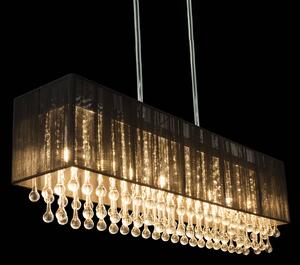 LED závěsné světlo Bagana z kovu, skla a hedvábí