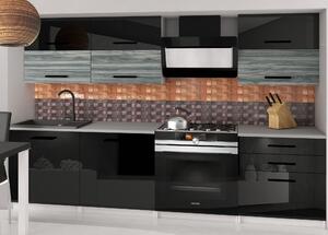 Kuchyňská linka Belini 180 cm černý lesk / šedý antracit Glamour Wood s pracovní deskou Primera2