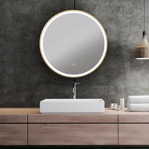 Smartzrcadla Koupelnové zrcadlo kulaté S-4648 s LED podsvícením Ø 75 cm (zlatý rám)