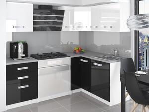 Kuchyňská linka Belini 360 cm bílý lesk / černý lesk s pracovní deskou Jowisz