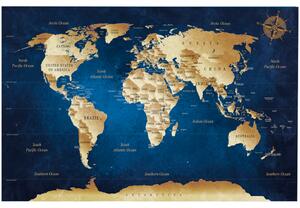 Korková nástěnná dekorační tabule Mapa světa: Granátová hloubka [Korková mapa]
