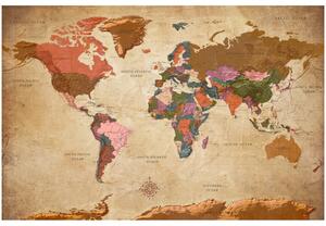 Korková nástěnná dekorační tabule Mapa světa: Bronzová elegance