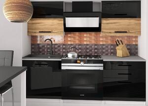 Kuchyňská linka Belini 120 cm černý lesk / dub wotan s pracovní deskou Eleganta2 Výrobce