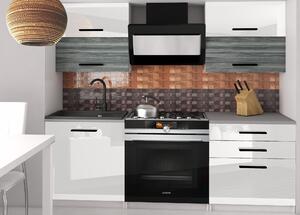 Kuchyňská linka Belini 120 cm bílý lesk / šedý antracit Glamour Wood s pracovní deskou Eleganta2 Výrobce