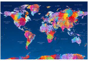 Korková nástěnná dekorační tabule Mapa světa: umělecká fantazie