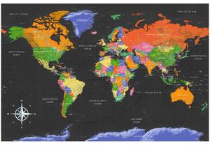 Korková nástěnná dekorační tabule Mapa světa: Temná hlubina [Korková mapa]