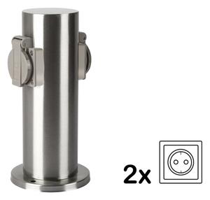 Brilagi - Venkovní zásuvkový sloupek PILLAR 2Z SCHUKO 230V IP44 matný chrom