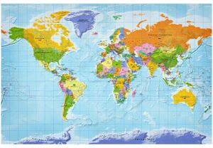 Korková nástěnná dekorační tabule Mapy světa: Vlajky zemí [Korková mapa]