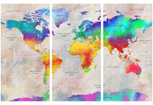 Korková nástěnná dekorační tabule Mapa světa: Duhový gradient