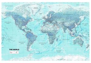 Korková nástěnná dekorační tabule Mapa světa: Modrý svět