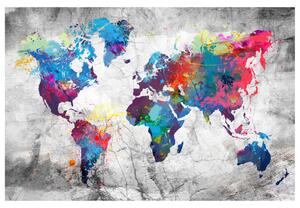Korková nástěnná dekorační tabule Mapa světa: Šedý styl