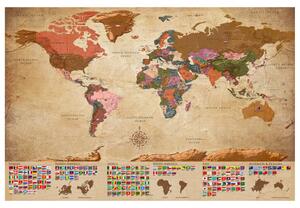 Korková nástěnná dekorační tabule Mapa světa: Retro stylizace [Mapa z korku]