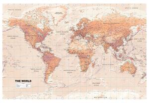 Korková nástěnná dekorační tabule Mapa světa: Oranžový svět
