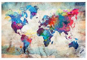 Korková nástěnná dekorační tabule Mapa světa: Barevné šílenství