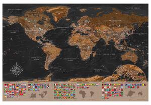 Korková nástěnná dekorační tabule Svět: Hnědá mapa [Mapa z korku]