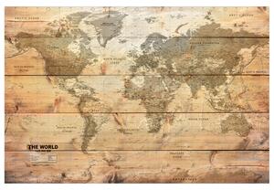 Korková nástěnná dekorační tabule Mapa světa: Prkna [Mapa z korku]
