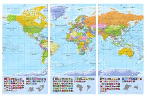 Korková nástěnná dekorační tabule Svět: Barevná mapa II