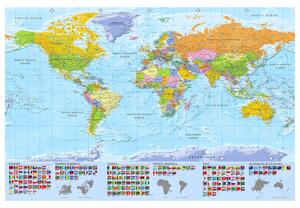 Korková nástěnná dekorační tabule Svět: Barevná mapa [Mapa z korku]