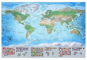 Korková nástěnná dekorační tabule Mapa světa: Modrá planeta [Mapa z korku]