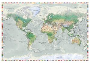 Korková nástěnná dekorační tabule Mapa světa: Grafitové proudy [Mapa z korku]