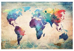 Korková nástěnná dekorační tabule Barevná mapa světa
