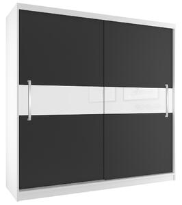 Šatní skříň 200 cm Belini bílý mat / černý mat s posuvnými dveřmi SI SZP1/2/W/B/W/UU