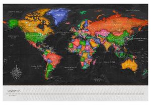 Korková nástěnná dekorační tabule Mapa s časovou osou (černá)