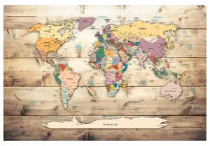 Korková nástěnná dekorační tabule Mapa světa: Dřevěné oceány