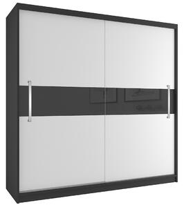 Šatní skříň 200cm Belini černý mat / bílý mat s posuvnými dveřmi SI SZP1/2/B/W/B/UU