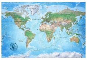 Korková nástěnná dekorační tabule Mapa světa: Modrá planeta